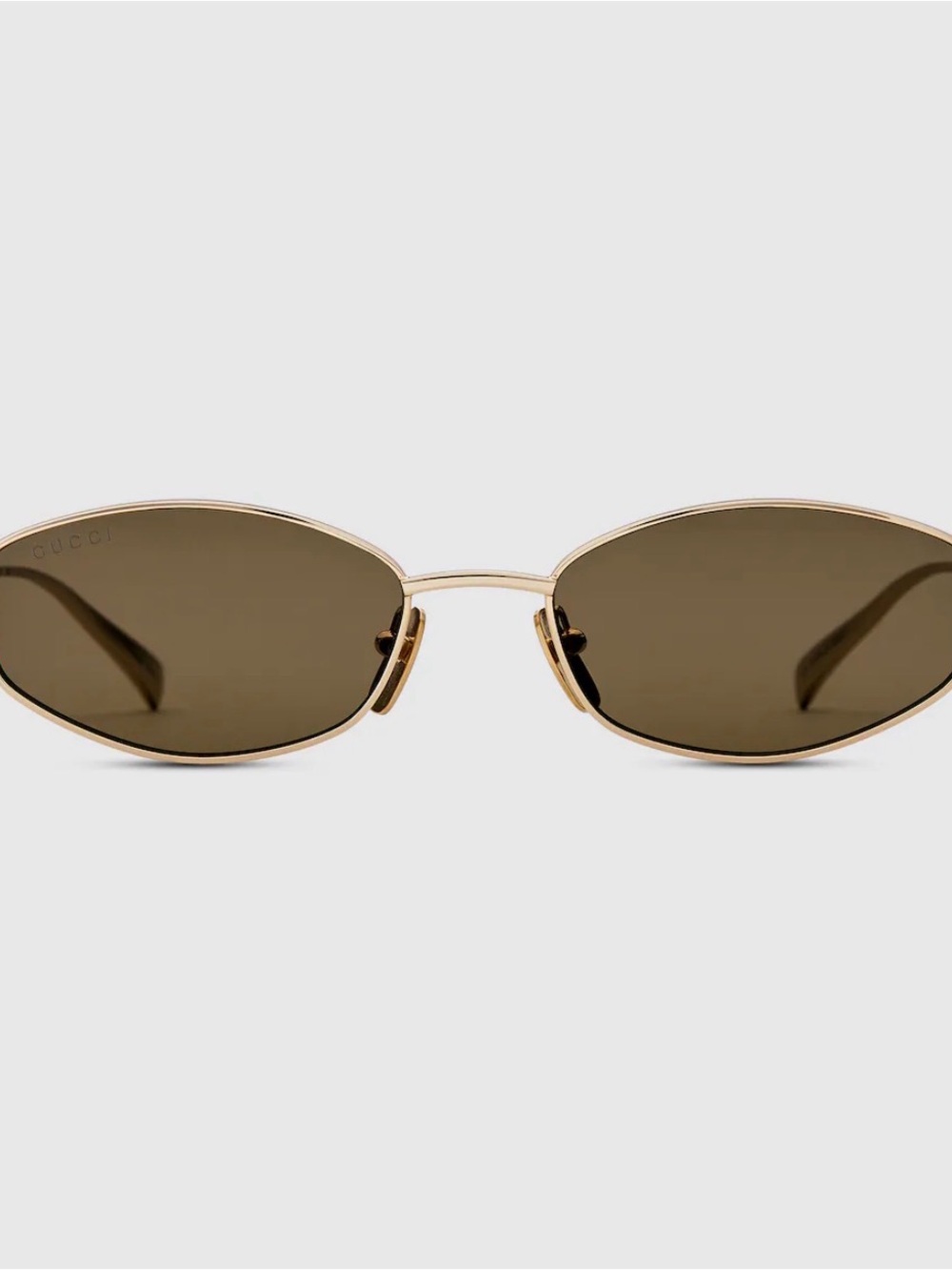 Gucci Gold Frame with Brown Lenses Oval Sunglasses